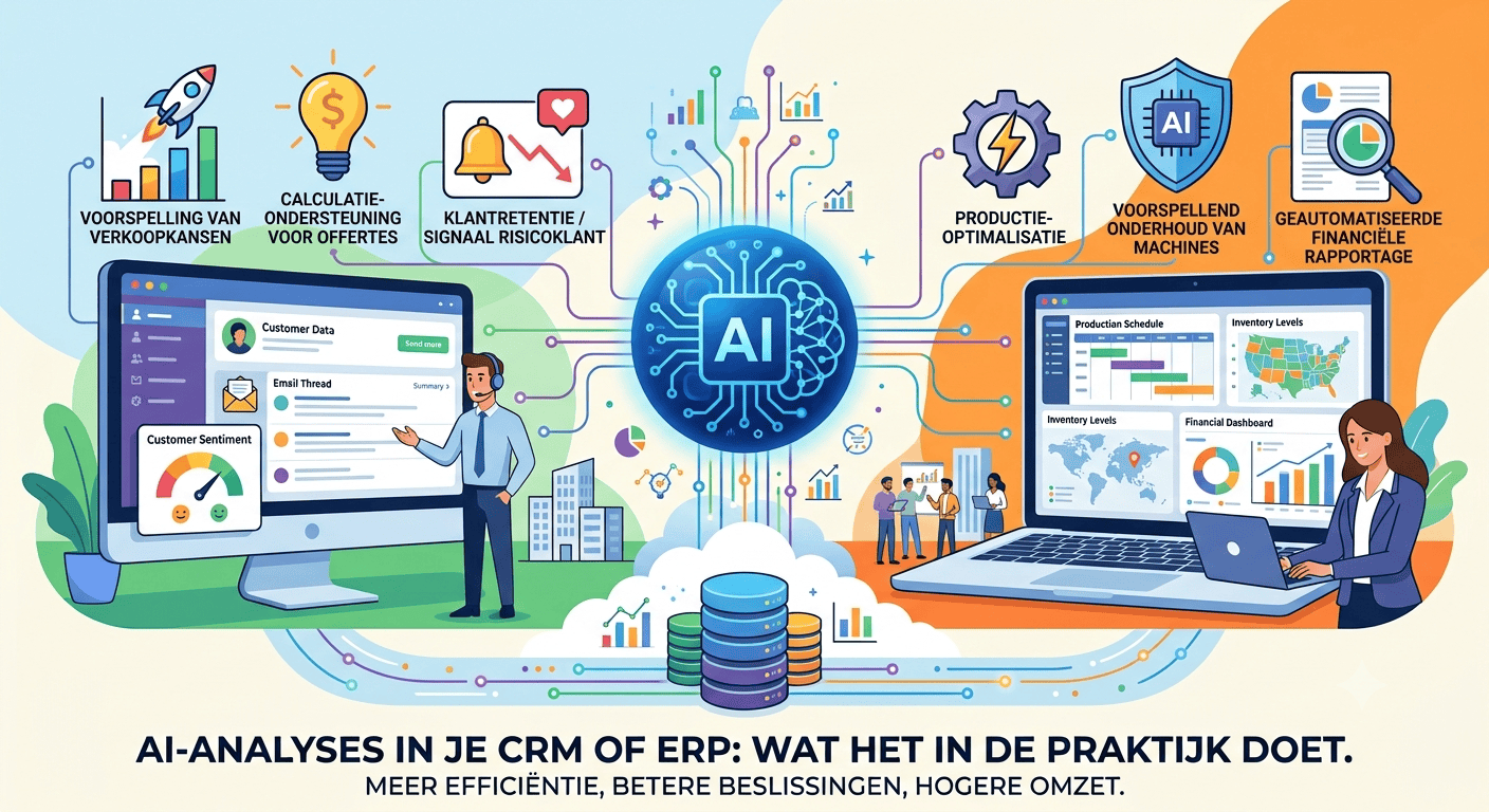 AI-analyses in je CRM of ERP: wat het in de praktijk doet
