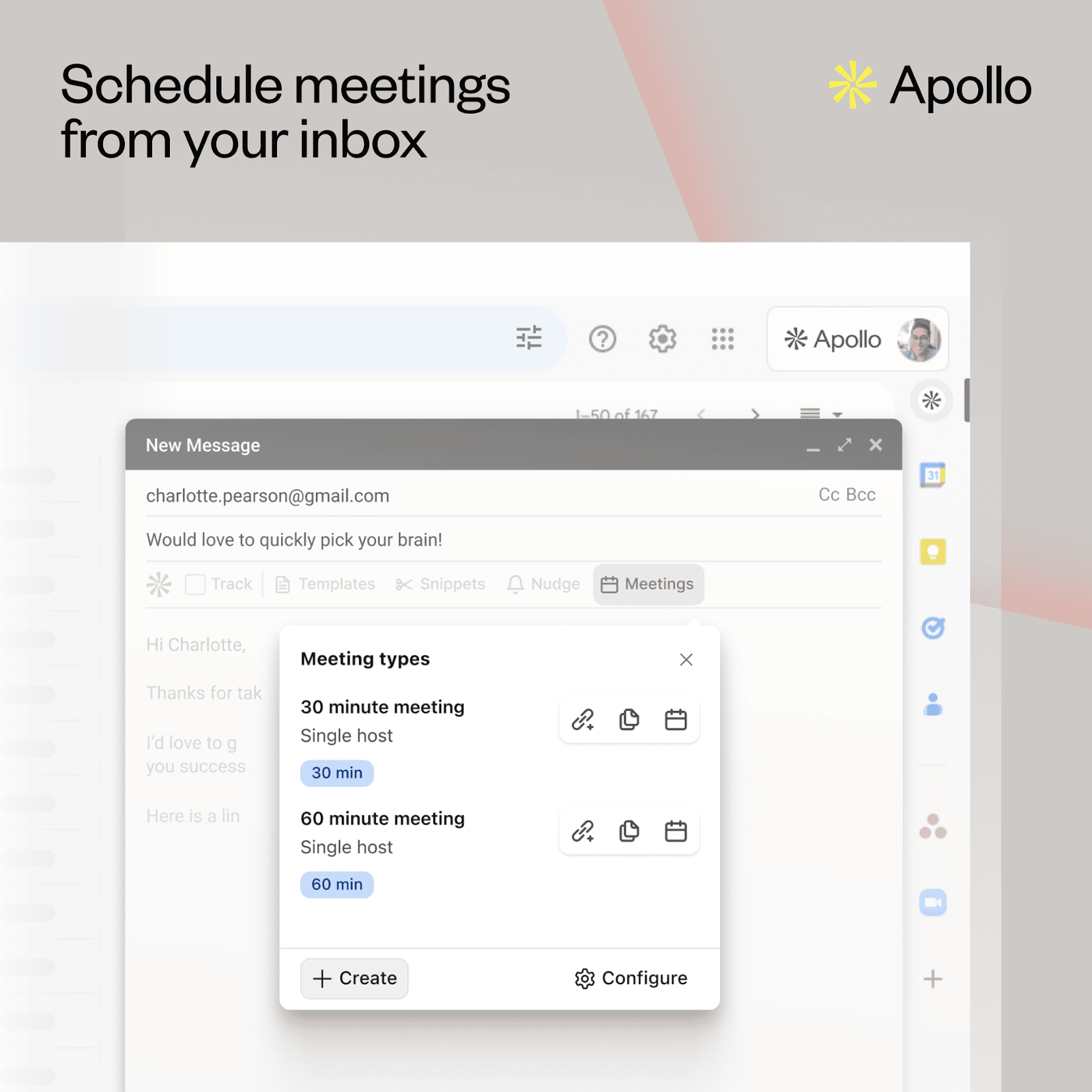 Afspraken plannen vanuit Gmail met Apollo